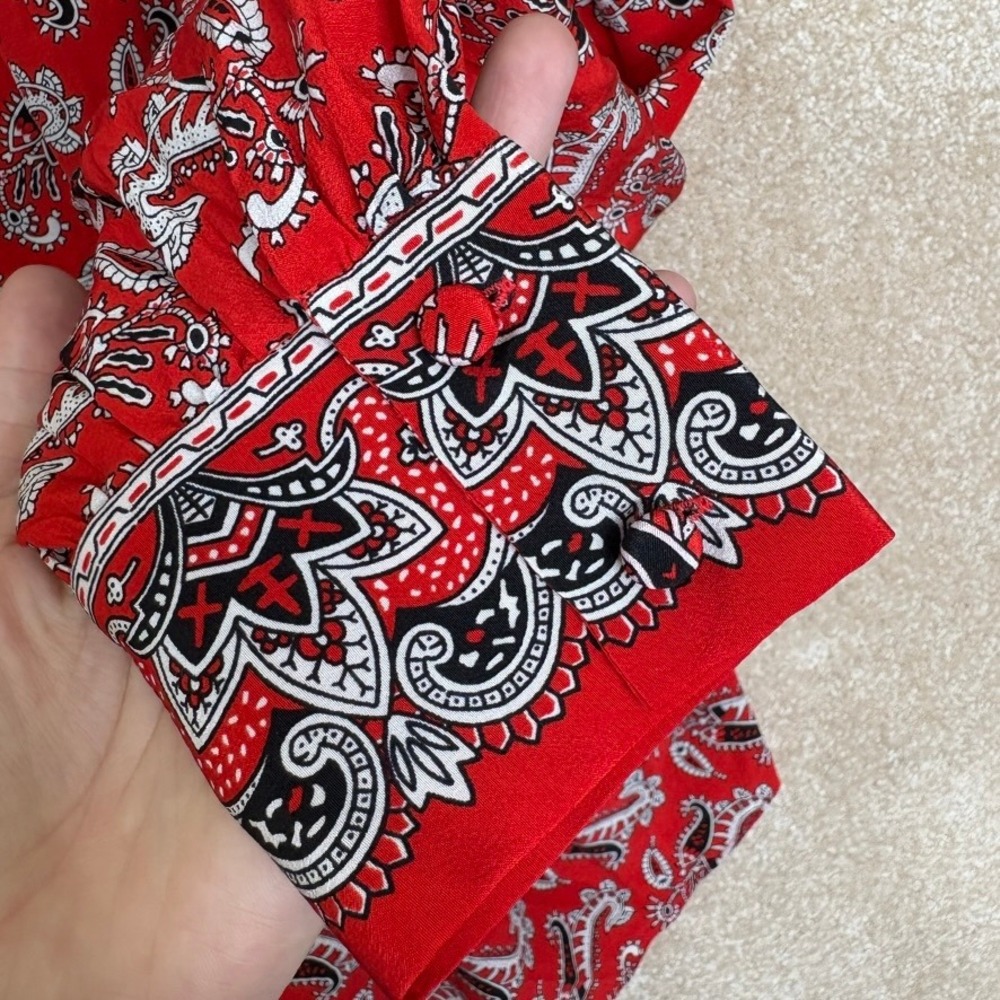 Veronica Beard Silk Blouse‎ Size 8 Red Abbie Paisley Top - Picture 6 of 10